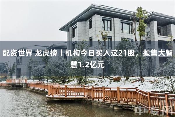 配资世界 龙虎榜丨机构今日买入这21股，抛售大智慧1.2亿元